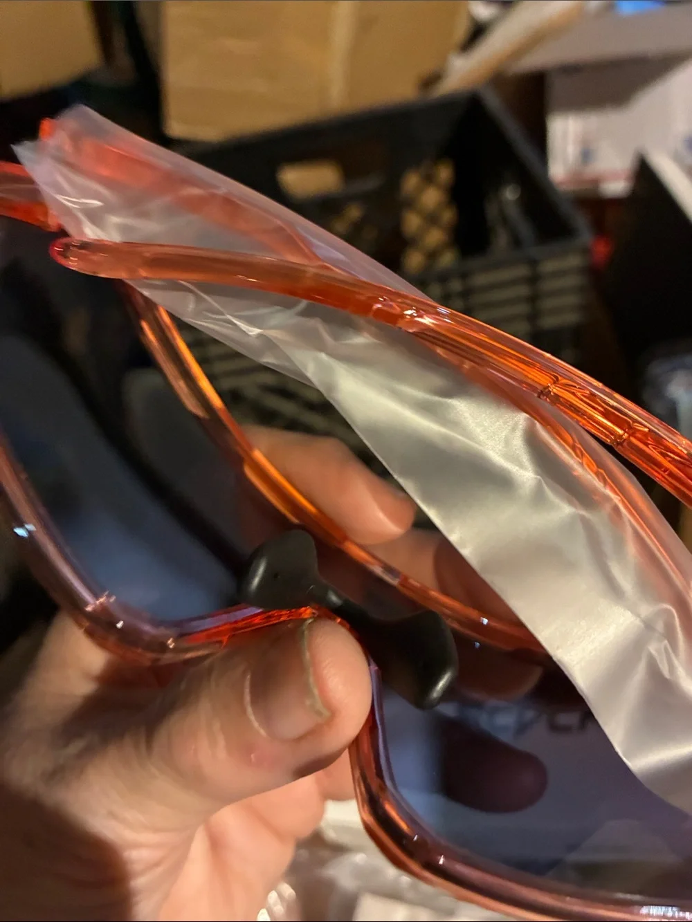 Orange Mirrored Sport Sunglasses with Polarized Lens